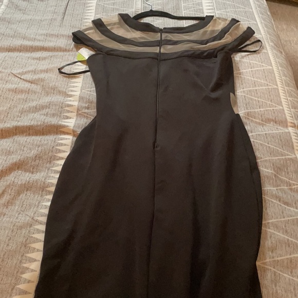 Long black scuba neck dress size Large - Picture 5 of 6